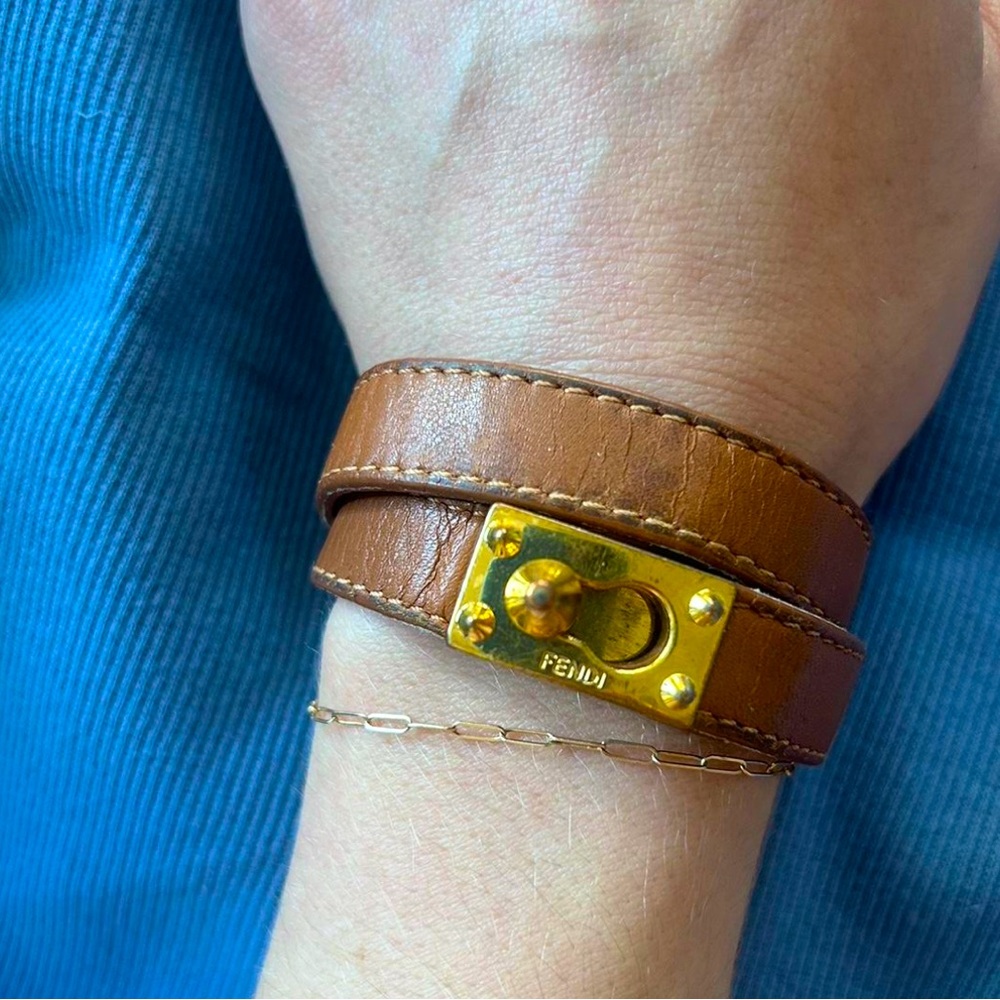Fendi leather wrap bracelet